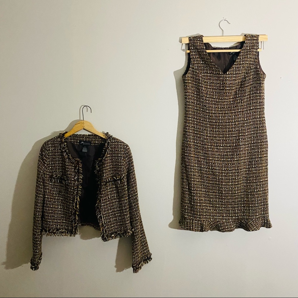 Adorable 90s Vintage JM Atelier Tweed Dress & Jacket Set - Picture 2 of 15